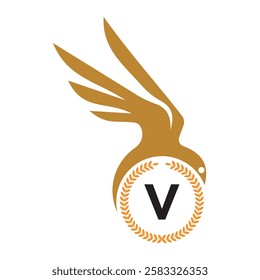 Initial Bird Logo Combine With Letter V Vector Template