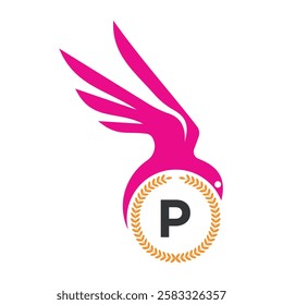 Initial Bird Logo Combine With Letter P Vector Template