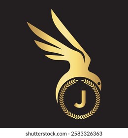 Initial Bird Logo Combine With Letter J Vector Template