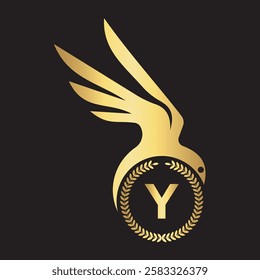 Initial Bird Logo Combine With Letter Y Vector Template