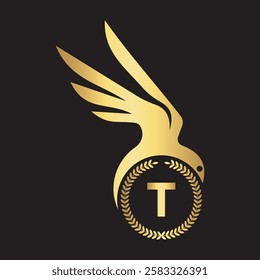 Initial Bird Logo Combine With Letter T Vector Template