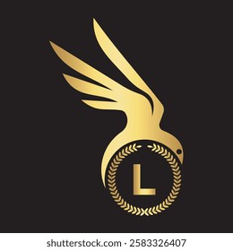 Initial Bird Logo Combine With Letter L Vector Template