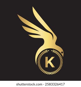 Initial Bird Logo Combine With Letter K Vector Template