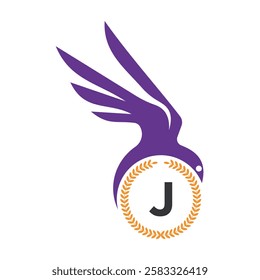 Initial Bird Logo Combine With Letter J Vector Template