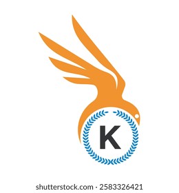 Initial Bird Logo Combine With Letter K Vector Template