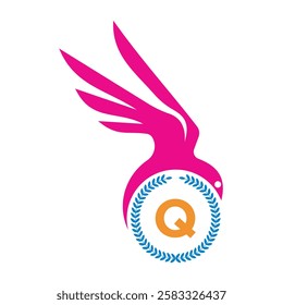 Initial Bird Logo Combine With Letter Q Vector Template