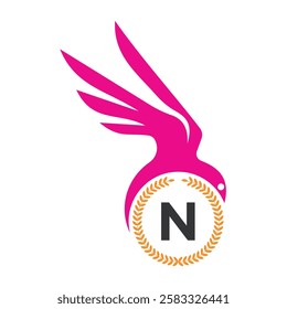 Initial Bird Logo Combine With Letter N Vector Template