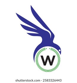 Initial Bird Logo Combine With Letter W Vector Template
