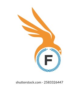 Initial Bird Logo Combine With Letter F Vector Template