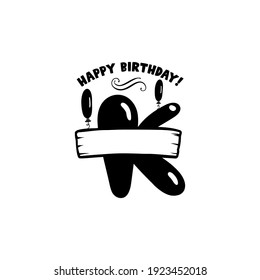 Initial Birthday K Letter. Happy birthday monogram design with balloons. Alphabet K template. Stock vector