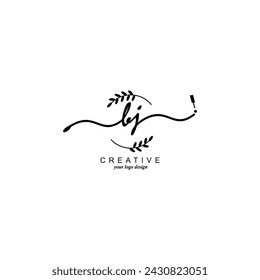 Initial BJ logo handwriting botanical branding typography