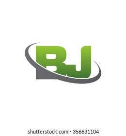 initial BJ swoosh ring company logo green gray