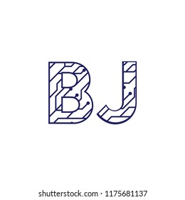 Initial BJ with technology logo concepts template vector