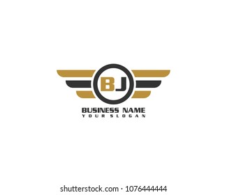 Initial BJ wing logo template vector