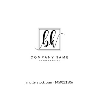 Initial BK beauty monogram and elegant logo design, handwriting logo of initial signature, wedding, fashion, floral and botanical with creative template.