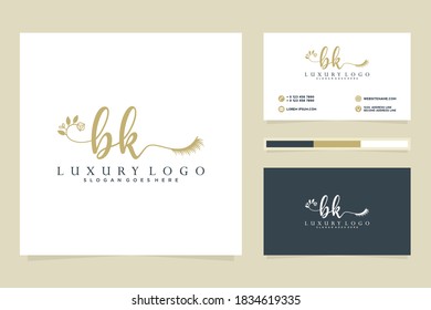 Colecciones iniciales del logotipo femenino de BK y plantilla de tarjeta profesional Premium Vector
