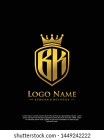 initial BK letter with shield style logo template vector