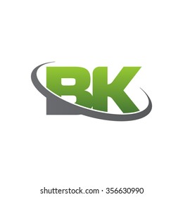 initial BK swoosh ring company logo green gray