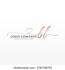 Initial BL beauty monogram and elegant logo design, handwriting logo of initial signature, wedding, fashion, floral and botanical with creative template.	
