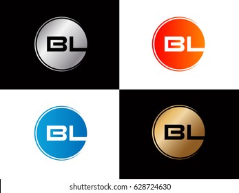 initial Bl letter logo red and blue gold silver 
