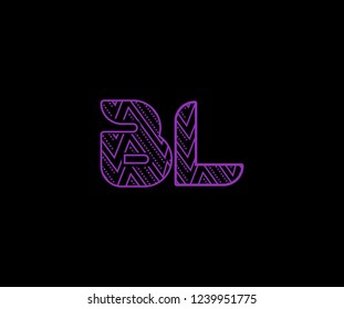 initial BL letter zig zag dots pattern modern futuristic logotype