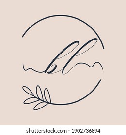 Initial BL logo Handwriting floral and botanical vector