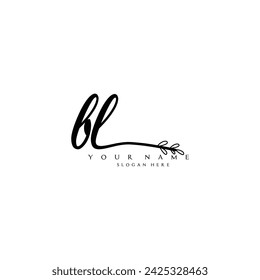 Initial BL logo handwriting floral typography ornament