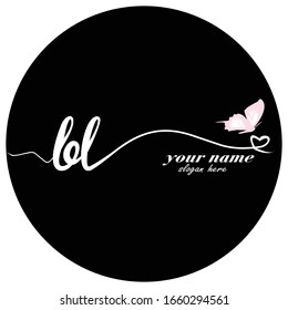 Initial BL logo handwriting vector butterfly illustration	