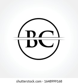 Logotipo de letra negra inicial BC con plantilla de vectores de tipografía de círculo creativa. Diseño de logotipo BC de carta resumida creativa
