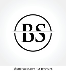 Initial Black Letter BS Logo mit Creative Circle Typografy Vektorillustration Template. Design des Creative Abstrakte Letter BS-Logos