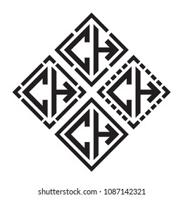 Initial Black letters CH in square shape monogram logo