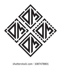 Initial Black letters DM in square shape monogram logo
