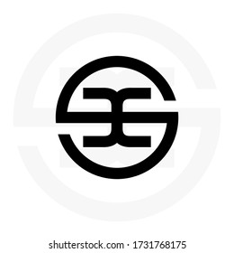 Initial Black letters ee linked monogram logo vector. Business logo monogram with two overlap letters inside circle isolated on black background.