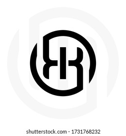 Letras negras iniciales kk enlazadas al vector del logotipo del monograma. Monograma del logotipo de negocios con dos letras superpuestas dentro del círculo aislado en el fondo negro.