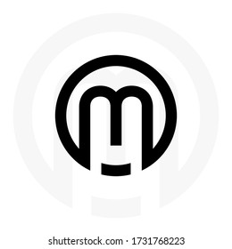 Initial Black letters nn linked monogram logo vector. Business logo monogram with two overlap letters inside circle isolated on black background.