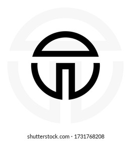 Initial Black letters tt linked monogram logo vector. Business logo monogram with two overlap letters inside circle isolated on black background.