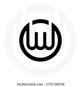 Initial Black letters ww linked monogram logo vector. Business logo monogram with two overlap letters inside circle isolated on black background.