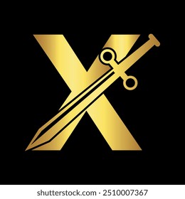 Logo de la hoja inicial combinado con la letra X Plantilla de Vector