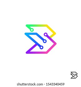Initial B/letter B logo design template, Technology abstract vector logo