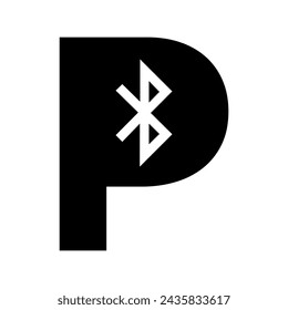 Initial Bluetooth Logo combine with letter P vector template