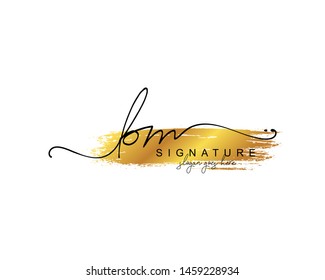 Initial BM beauty monogram and elegant logo design, handwriting logo of initial signature, wedding, fashion, floral and botanical with creative template.