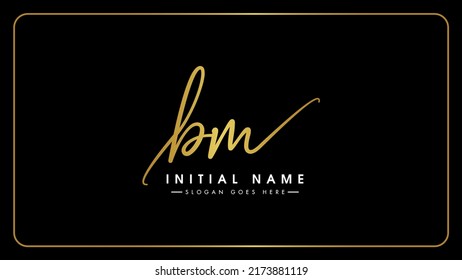 Initial BM beauty monogram and elegant logo design, Isolated on a solid black background.