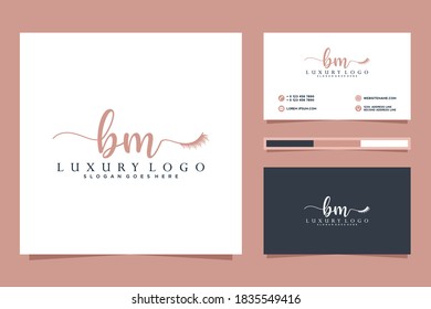 Initial BM Feminine logo collections and business card template Premium Vector
