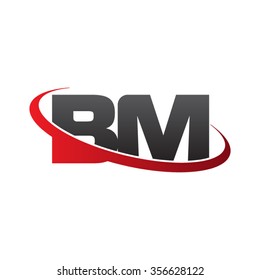 initial BM swoosh ring company logo red black