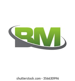 initial BM swoosh ring company logo green gray