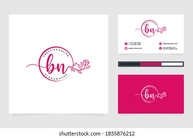 Colecciones iniciales del logotipo femenino de BN y plantilla de tarjeta profesional Premium Vector
