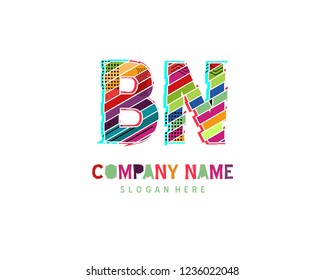 Initial BN Full color initial logo vector