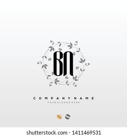 Initial BN letter luxury beauty flourishes ornament monogram logo - Vector