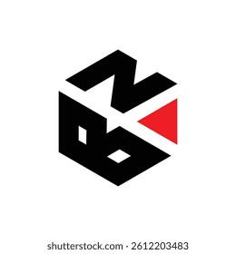 Initial BN Logo Polygon Shape Letter logo Design white background