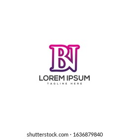 initial BN NB letter logo design template on creative way.